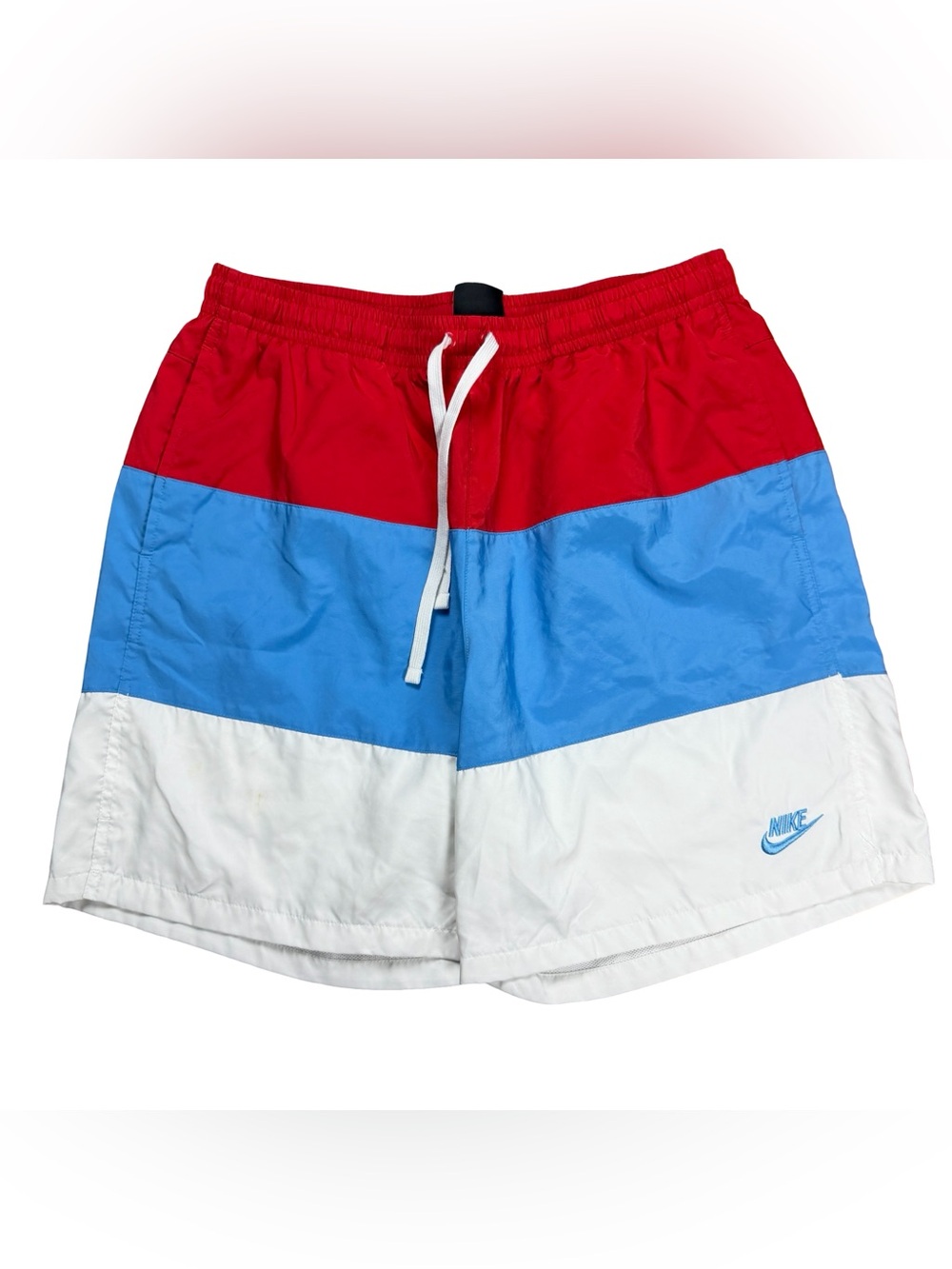 Mens Y2K Nike Micro Swoosh Colorblock Light Weight Red Blue Shorts Size XL